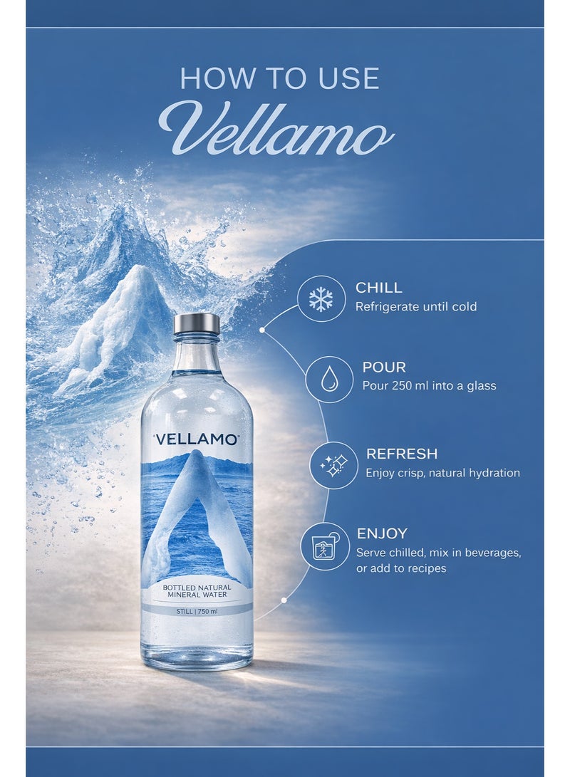 Vellamo Still Natural Mineral Water 750ml in Premium Glass Bottle - Image 4